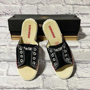 New CONVERSE ALL STAR Chuck Taylor Sandal SLIDES Flops BLACK White Red UNISEX